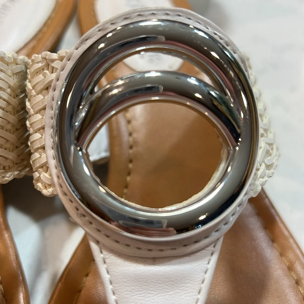 St. John's Bay White Woven Strap Sandals Size 8